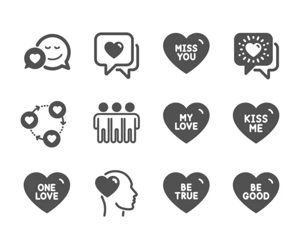 Set di icone dell'amore, come Amico, Incontri, Sii buono. Vettore — Vettoriale Stock