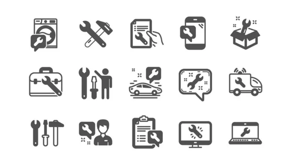 Herstel pictogrammen. Hamer, schroevendraaier en moersleutel gereedschap. Klassieke icon set. Vector — Stockvector