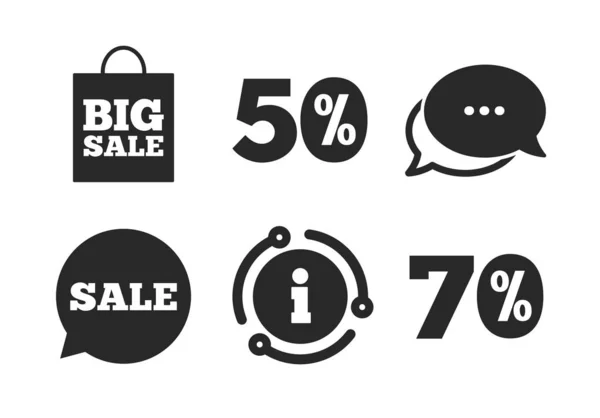 Försäljning pratbubbla ikon. Stor försäljning shoppingbag. Vektor — Stock vektor