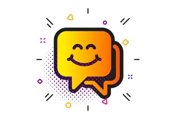 Icône sourire. Happy emoticon chat signe. Bulle vocale. Vecteur — Image vectorielle