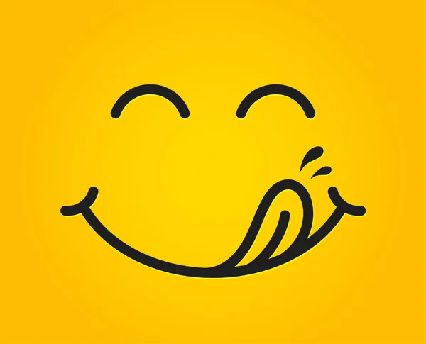 Leckeres Lächeln Emoticon mit Zunge lecken Mund. leckeres Essen essen Emoji-Gesicht. köstliche Cartoon-Hintergrund. Vektor — Stockvektor