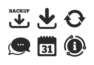 İndir ve Yedekleme işaretleri. Takvim, rotasyon. Vektör