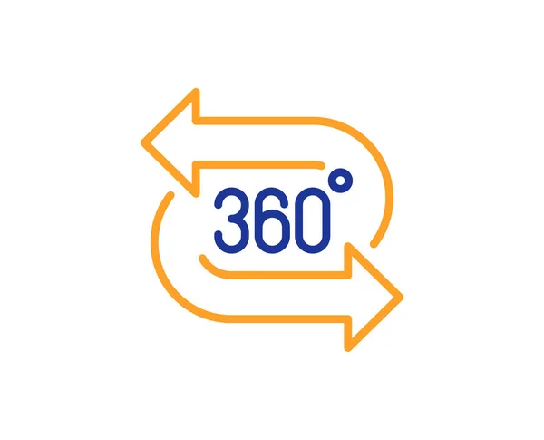 360-Grad-Linien-Symbol. vr Technologiesimulationszeichen. panoramische v — Stockvektor