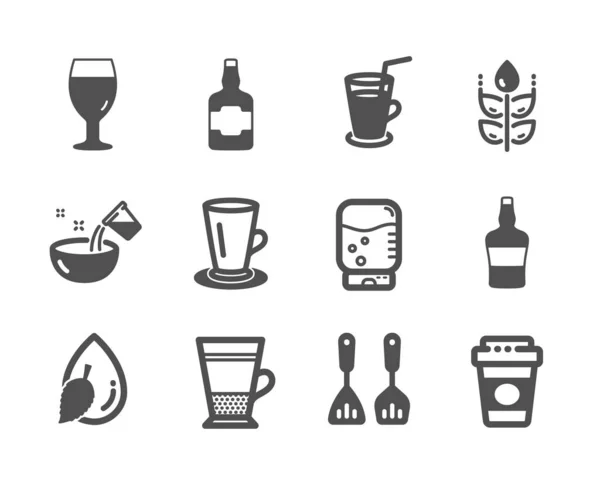 Ensemble d'icônes de nourriture et de boisson, telles que la goutte d'eau, l'eau de cuisson , — Image vectorielle
