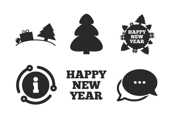 Happy new year sign. Christmas trees. Vector — Stock Vector