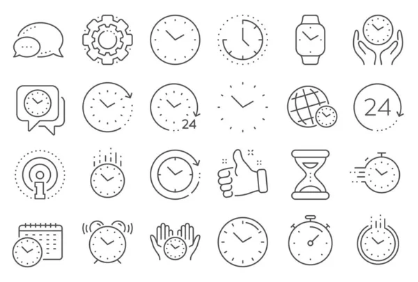 Εικονίδια γραμμής χρόνου και ρολογιού. Χρονόμετρο, συναγερμός και έξυπνο ρολόι. Διάνυσμα — Διανυσματικό Αρχείο