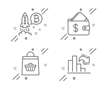 Bitcoin projesi, Cüzdan ve Online satın alma simgeleri ayarlayın. Azalan 