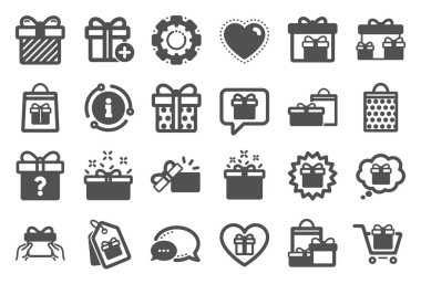 Hediye simgeleri. Mevcut, Teklif ve Satış. Vektör