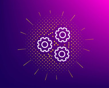 Dişliler çizgi simgesi. Takım çalışması çark işareti. Çalışma süreci. Vektör