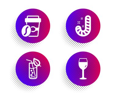 Şeker, Paket kahve ve Su bardağı simgeleri ayarlayın. Şarap cam sig