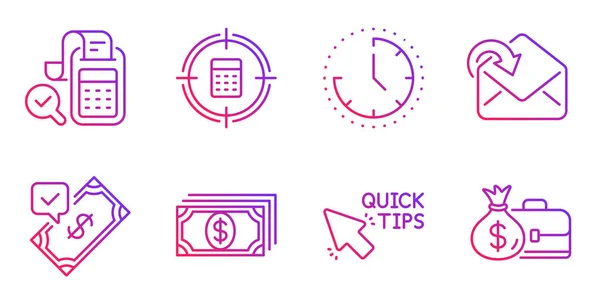 Pago aceptado, consejos rápidos y recibir iconos de correo conjunto. Tiempo, C — Vector de stock