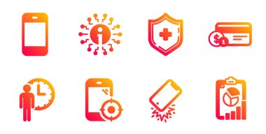 Akıllı telefon kırık, Bilgi ve Bekleme simgeleri ayarlayın. Ödeme yöntemi, S