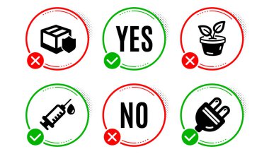 Tıbbi şırınga, Teslimat sigortası ve Yaprak simgeleri ayarlayın. Elektör