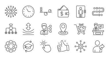 Yapay zeka, Denge ve Refer arkadaş satırı simgeleri. Ti