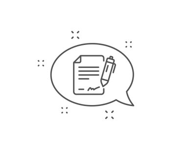 Belge satırı simgesini imzalama. Sözleşme imza sıfatı. Anlaşma f