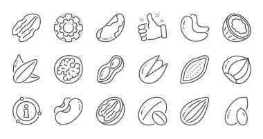 Fındık ve tohum hattı simgeleri. Fındık, Badem fıstığı ve Fıstık. Satır