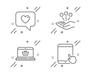 Konsolidasyon, Online alışveriş ve Love mesaj simgeleri ayarlayın. Tablo