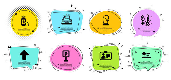 Upload, Thermometer and Phone payment icons set. Online document