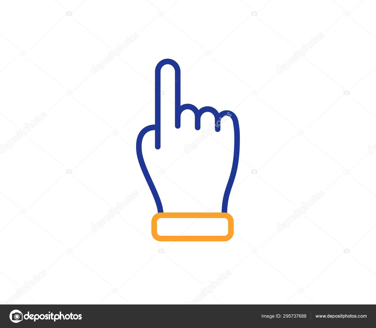 Click hand line icon. One finger palm sign. Vector Stock Vector Image ...