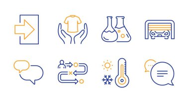 Yolculuk yolu, Otopark garajı ve Sohbet mesajı simgeleri ayarlandı. Vektör