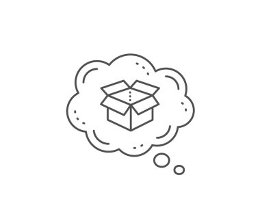 Kutu çizgisi simgesini açın. Teslimat paketi işareti. Kargo paketi. Vektör