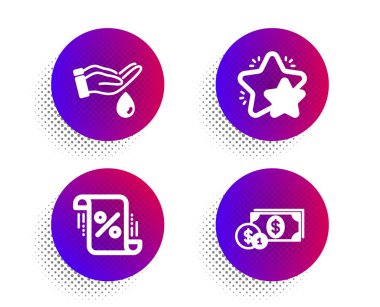 Kredi yüzdesi, Yıkama eller ve Yıldız simgeleri ayarlayın. Dolar para işareti. Vektör