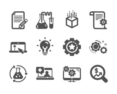 Tıbbi yardım, Ayarlar dişlisi, Ayarlar gibi Bilim simgeleri kümesi. Vektör