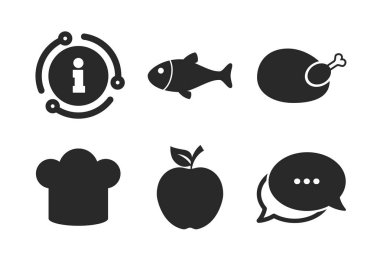 Yemek simgeleri. Yaprak sembolü ile elma meyve. Vektör