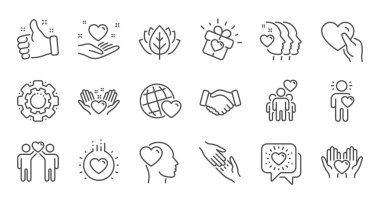 Dostluk ve aşk çizgisi simgeleri. Etkileşim, Karşılıklı anlayış ve yardım iş. Doğrusal ayar. Vektör