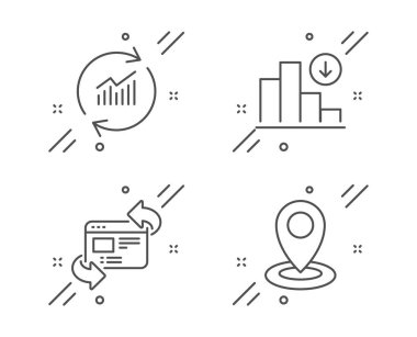 Verileri güncelleştirin, web sitesini yenileyin ve grafik simgelerini ayarlayın. Konum işareti. Vektör