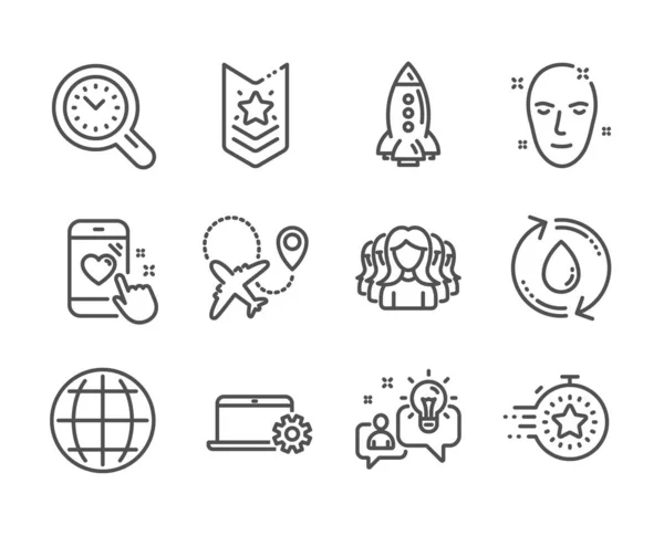 Uppsättning av affärs ikoner, såsom Globe, flygplan, hjärt märkning. Vektor — Stock vektor