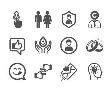 Set of People icons, such as Idea head, Copyrighter, Security agency. Vector clipart