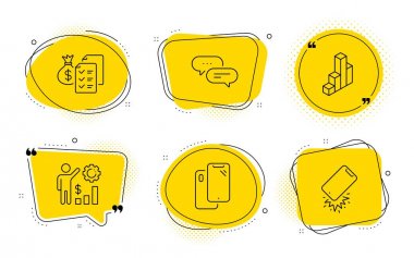 Smartphone, Çalışanların zenginlik ve 3d grafik simgeleri ayarlayın. Vektör