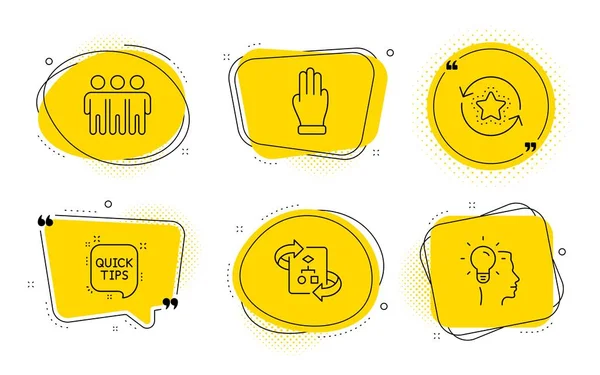 Quick tips, Three fingers and Loyalty points icons set. Friendship, Technical algorithm and Idea signs. Vector — Stock Vector