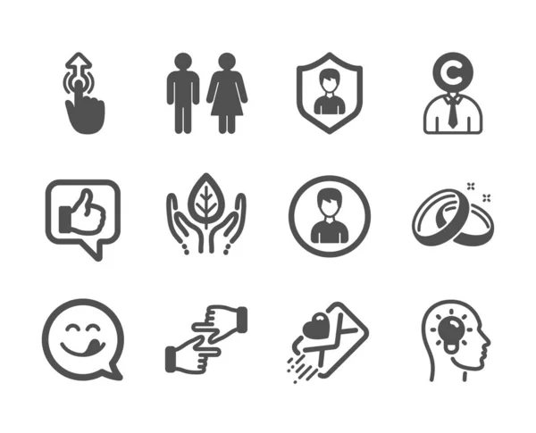 Set ikon orang, seperti kepala ide, Hak Cipta, badan keamanan. Vektor - Stok Vektor