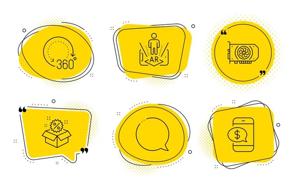 Speech bubble, Augmented reality and Sale icons set. Gpu, 360 degrees and Phone payment signs. Vector — Stock Vector