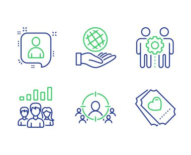 İş hedefleme, Çalışanlar ekip çalışması ve Güvenli gezegen simgeleri ayarlayın. Vektör