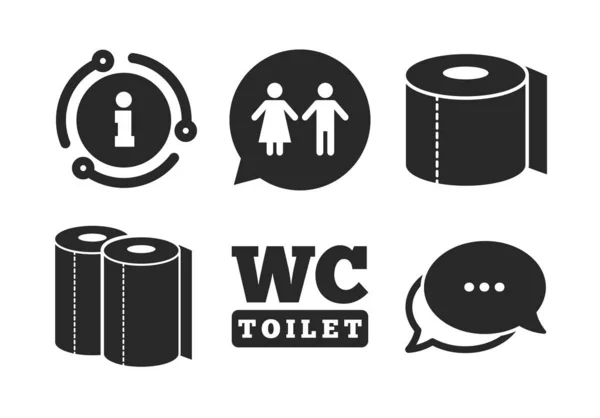 Des icônes en papier toilette. Gents et toilettes pour dames. Vecteur — Image vectorielle