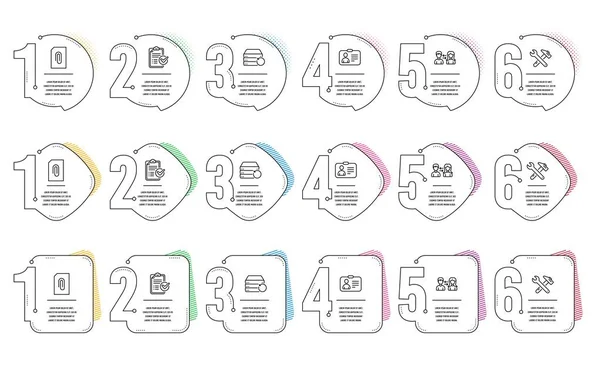 Lista de comprobación de encuestas, Conjunto de iconos del servidor de comunicación y recuperación de personas. Vector — Vector de stock