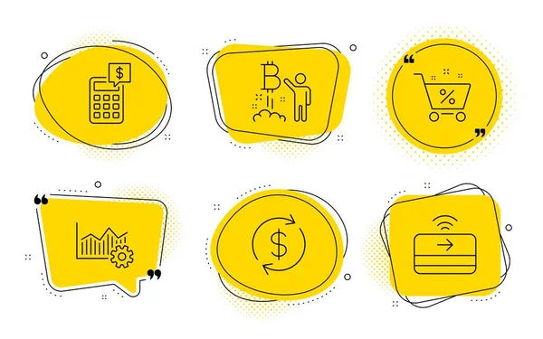 Usd değişimi, Operasyonel mükemmellik ve Bitcoin proje simgeleri belirlendi. Vektör