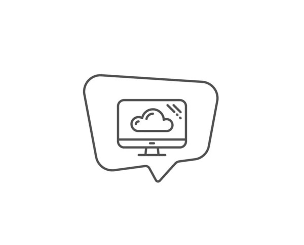 Icono de línea informática. Signo de servicio de almacenamiento en nube. Símbolo monitor. Vector — Vector de stock