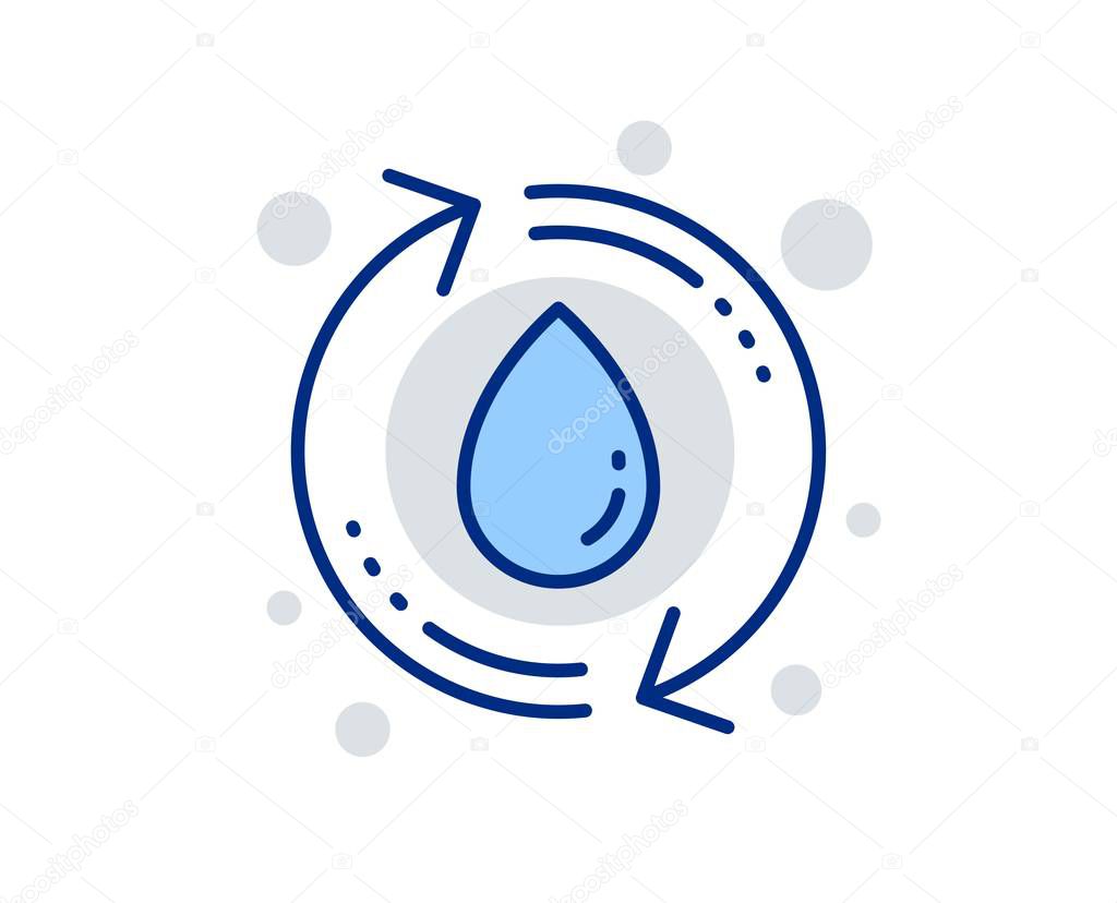 Water drop line icon. Recycle clean aqua sign. Vector