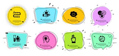 El,Beğenme ve Gülümse sohbet simgelerini ayarla'ya tıklayın. Yolculuk yolu, Fikir kafası ve Tıp işaretleri analiz eder. Vektör