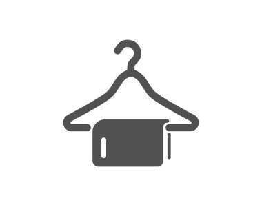 Temiz havlu simgesi. Çamaşır askısı işareti. Giyim temizleyicisi. Vektör