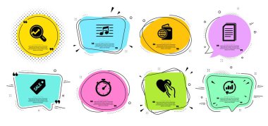 Analitik, Zamanlayıcı ve Güncelleştir veri simgeleri ayarlanır. Kalp, Müzik notası ve Kopya dosyaları işaretleri tutun. Vektör