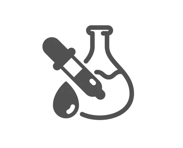 Icono del experimento de química. Signo del matraz del laboratorio. Pipeta de análisis. Vector — Archivo Imágenes Vectoriales