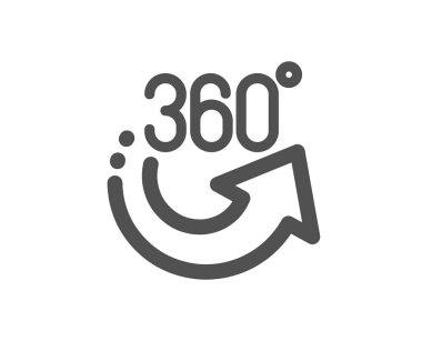 360 derece simgesi. Vr simülasyon işareti. Panoramik manzara. Vektör