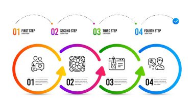 Dating sohbet, Start iş ve Bilgisayar fan simgeleri ayarlayın. Tamirci işareti. Vektör