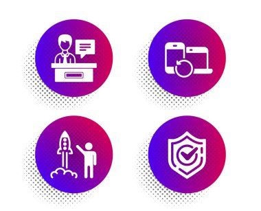 Başlat projesi, Katılımcı ve Kurtarma cihazları simgeleri ayarlayın. Onaylı işaret. Vektör