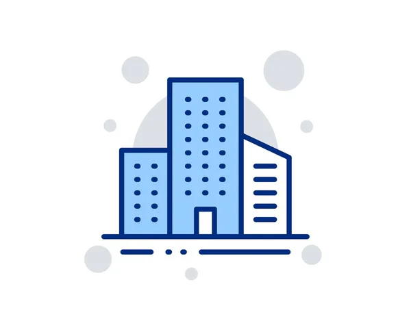 Icono de línea de edificios. Signo de arquitectura de ciudad. Edificio rascacielos. Vector — Vector de stock